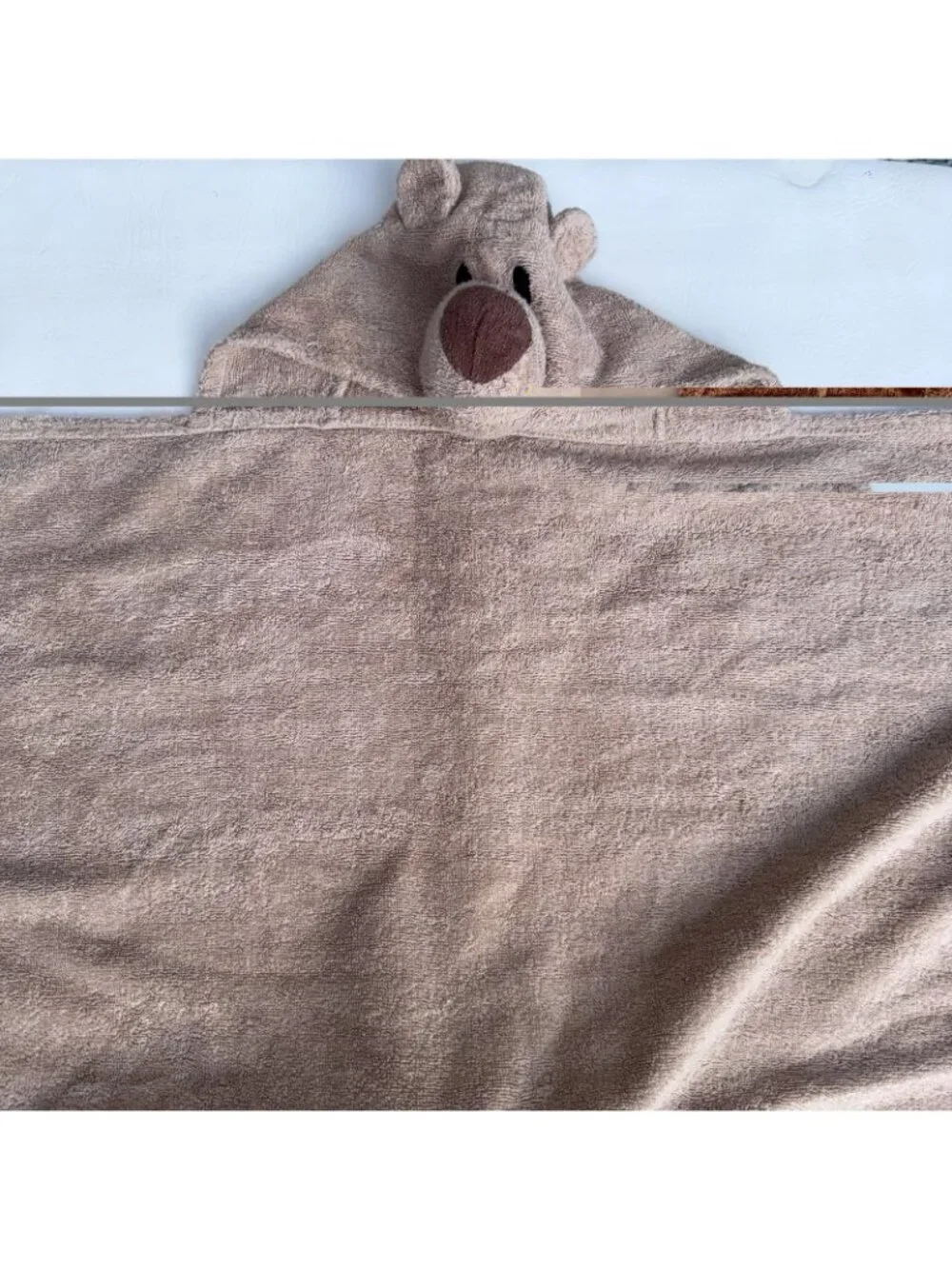 VTG Pottery Barn Kids Outlet Bear Hooded Bath Towel Beach Brown 100% Cotton Y2K